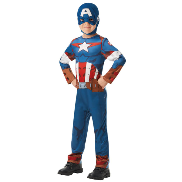 Captain america 110/116 cl (5-6 år) dräkt med mask avengers