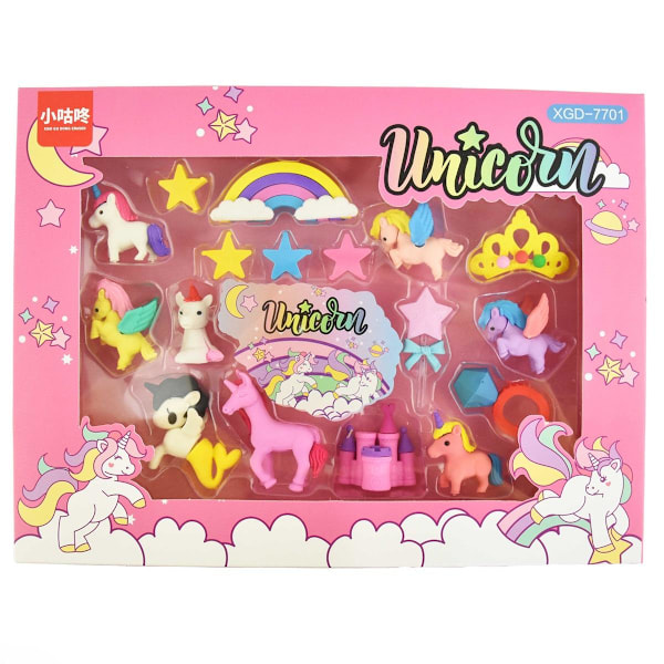 Unicorn suddgummi 17 st suddisar enhörning rosa suddi