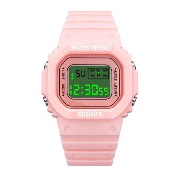 Barnklocka digital rosa armbandsklocka med LED belysning klocka Rosa