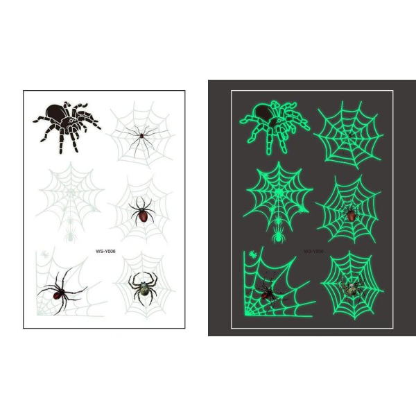 Hämähäkinverkko 31 kpl luminesoivaa lasten tatuointia tatuointi