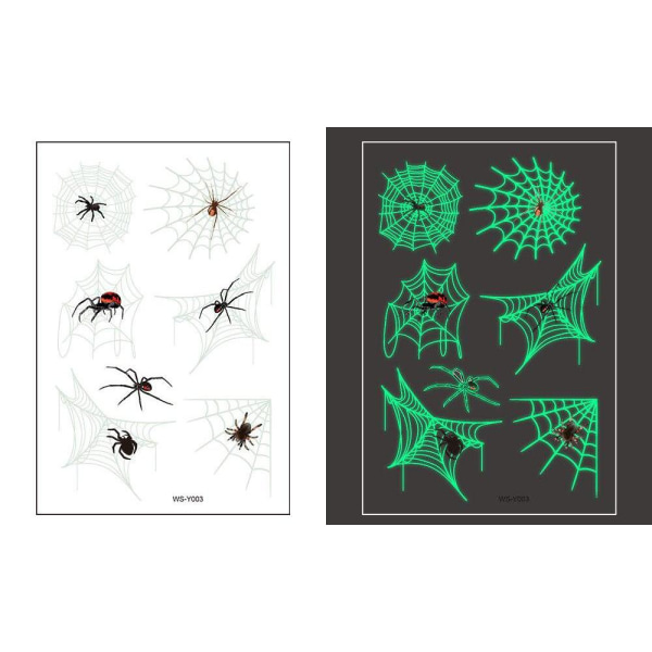 Hämähäkinverkko 31 kpl luminesoivaa lasten tatuointia tatuointi