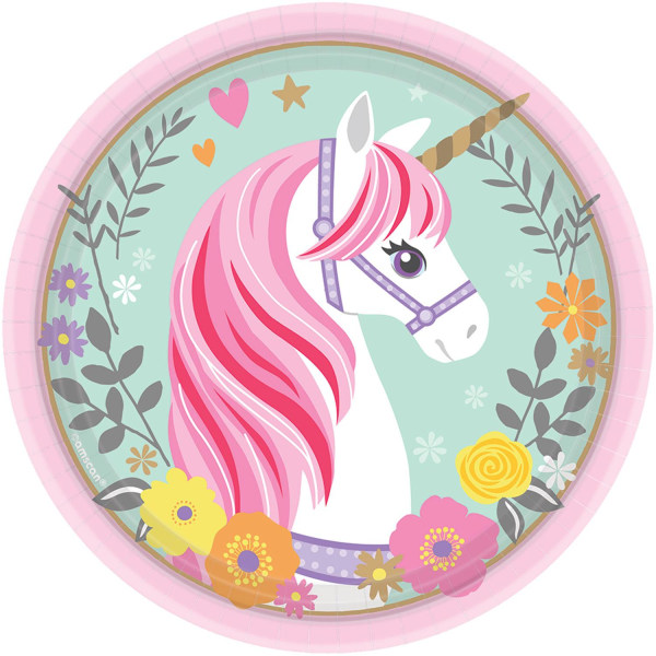 Engångstallrikar unicorn 23 cm 8 st unicorntema tallrikar