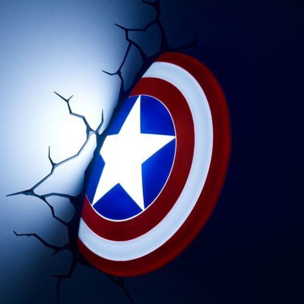 Captain america væglampe 3D lampe skjold nat avengers