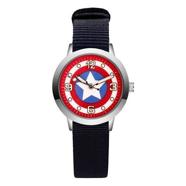 Barnklocka captain america analog armbandsklocka klocka avengers Svart