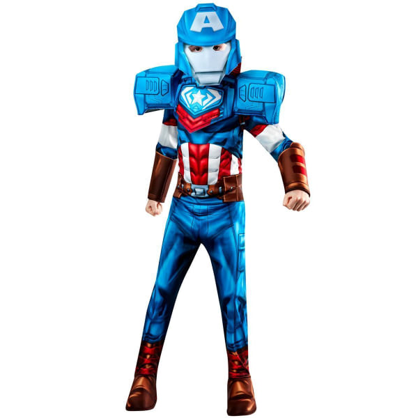 Captain america (8-10 år) kostume med maske avengers mech strike