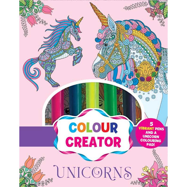 Unicorn pysselpaket 15 sidor och 5 pennor enhörning pyssel