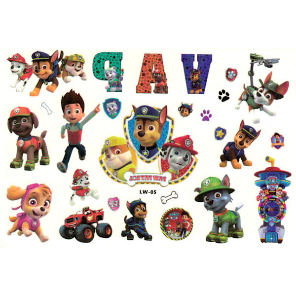 Paw Patrol gnuggisar – 20 färgglada barntatueringar