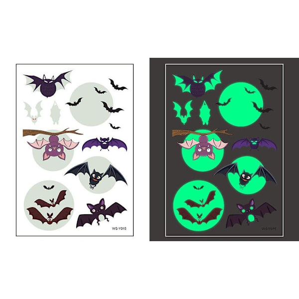 Selvlysende børnetatoveringer 5 ark med Halloweenmotiver
