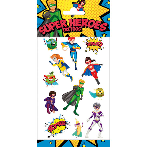 Superhero lastentatuoinnit 12 kpl lasten syntymäpäiväjuhliin White