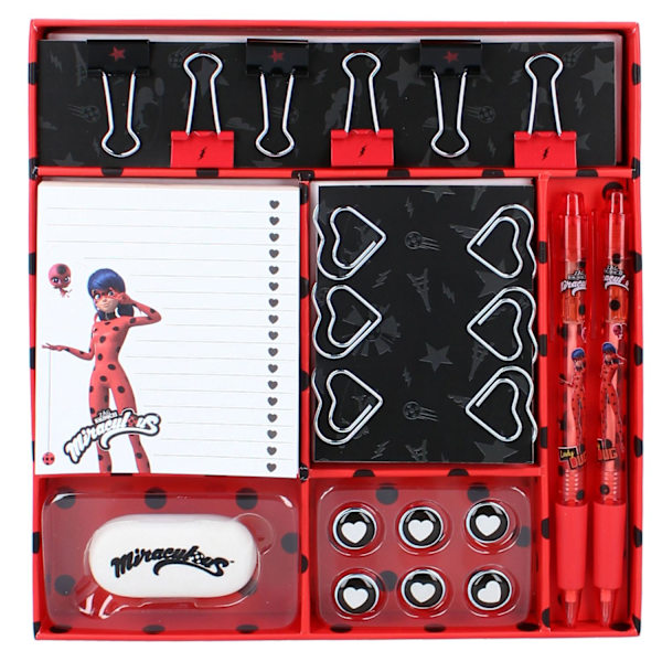 Miraculous skrivesæt 6 dele ladybug pen viskelæder