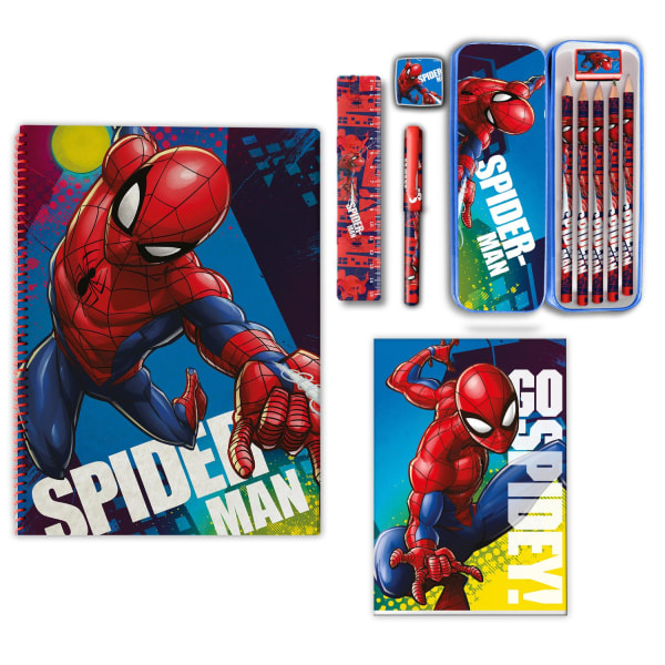 Spiderman skrivesæt 12 dele avengers penalhus pen viskelæder