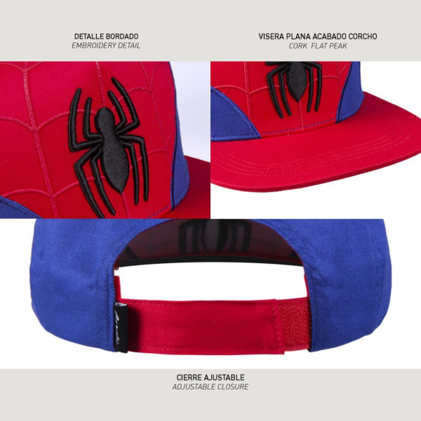 Spiderman lippalakki 57-59 cm aikuisille 14+ v flat cap avengers