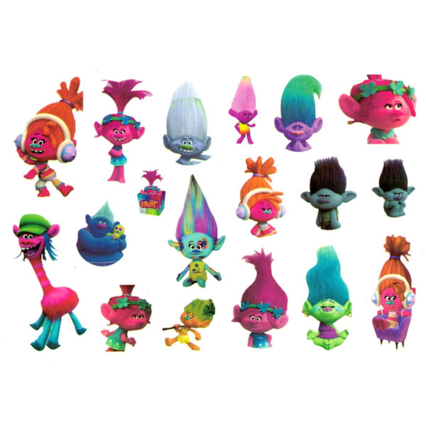 Trolls barntatueringar 16 st gnuggisar med Poppy & Branch