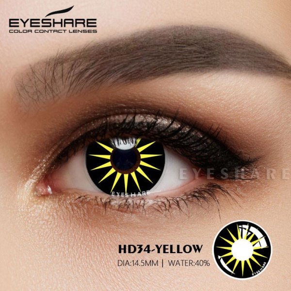 Kontaktlinser färgade linser halloween svart gula cosplay lins aac0 | 10 |  Fyndiq