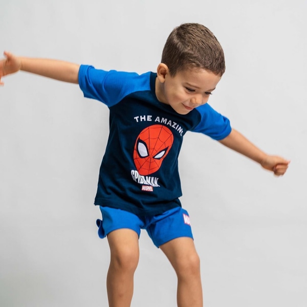 Spiderman yöpuku 6 vuotta 116 cm paita shortsit avengers sininen