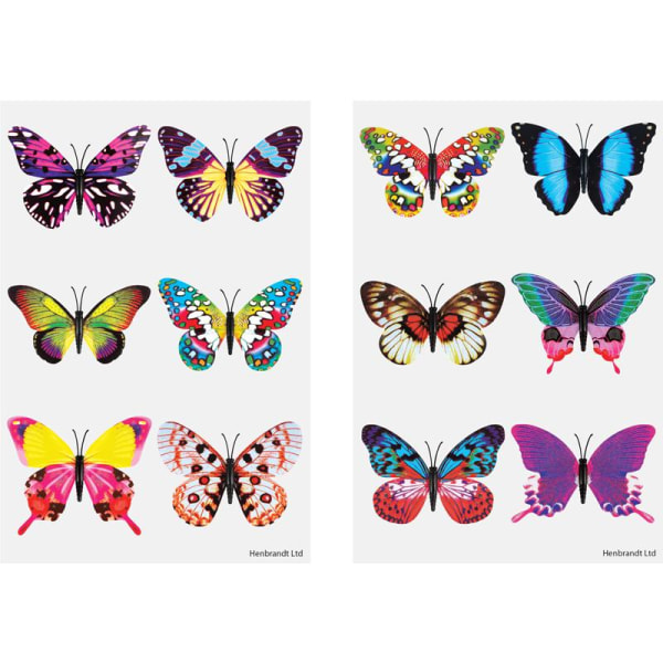 Fjärilar 60 st barntatueringar tatuering fjäril