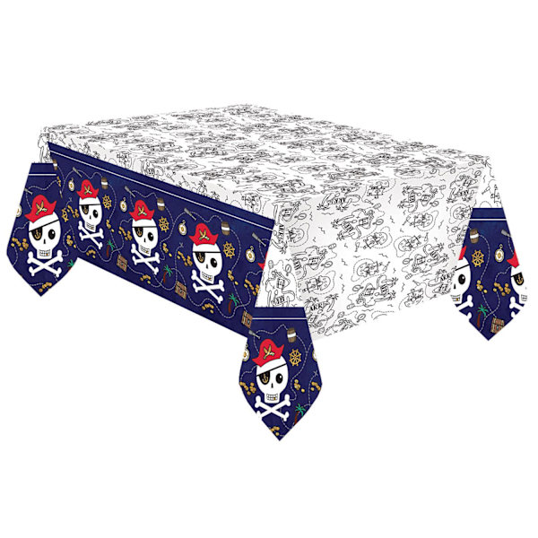 Borddug pirat 120 x 180 cm pirattema sørøver dug White