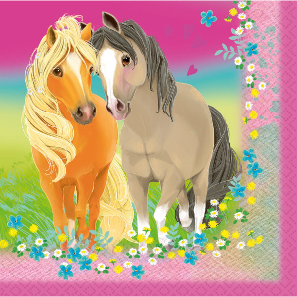 Servietter heste 33 x 33 cm 20 stk hestetema hest pony