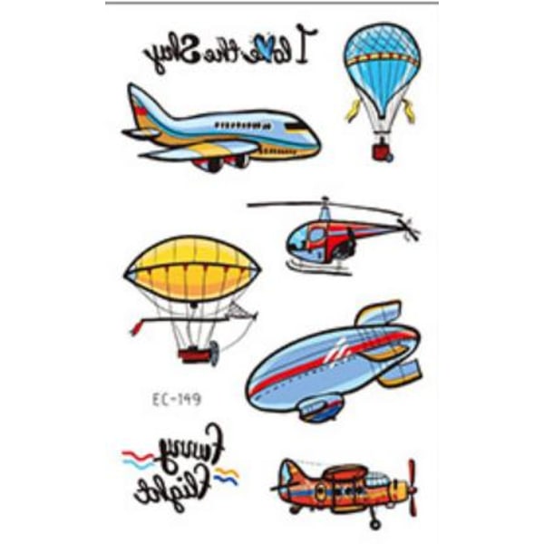 Flyvemaskine 36 stk barn tatoveringer tatovering fly helikopter
