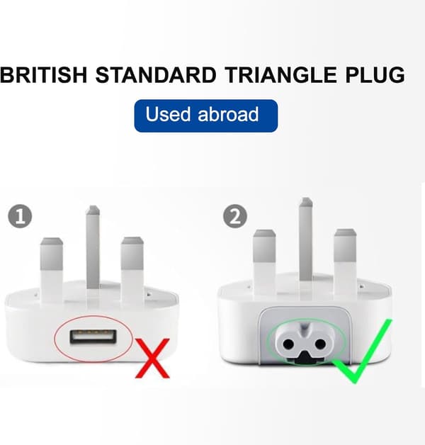 En britisk 3-benet AC-strømadapter vægstik, kompatibel med iPhone 14-oplader, MacBook Pro, Air, Mac, iBook, iPad osv. (hvid)