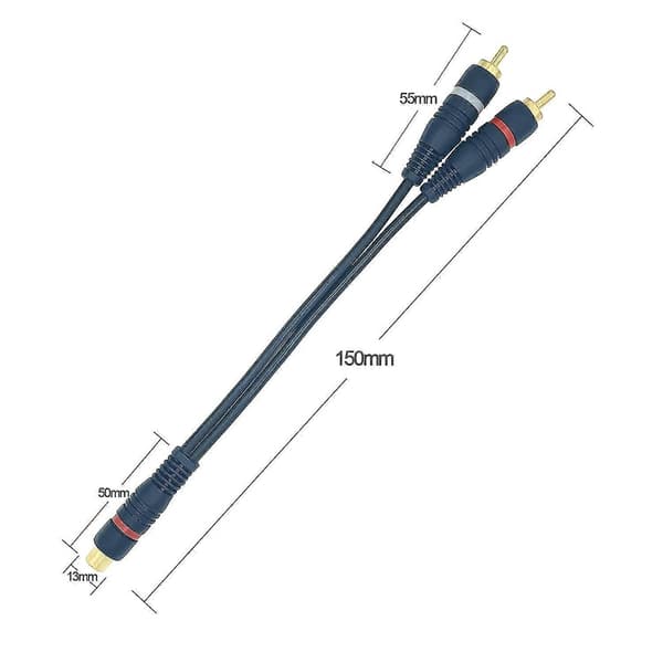 RCA lydsplitter RCA Y-type kabeladapter, 15 cm RCA-kabel, 1 hunn til 2 hannkontakter (RCA Y-type kabel, 2-pakning, blå)