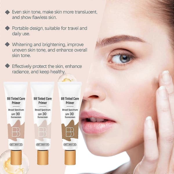 BB cream foundation, SPF30 concealer primer, glat og fugtgivende, isolerer makeup, langvarig dækning