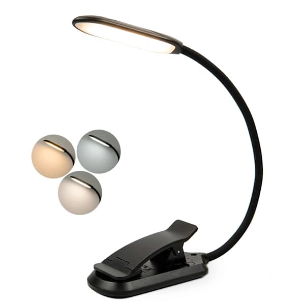 Boklampe med 3 lysfarger og dimmer / Oppladbar leselampe