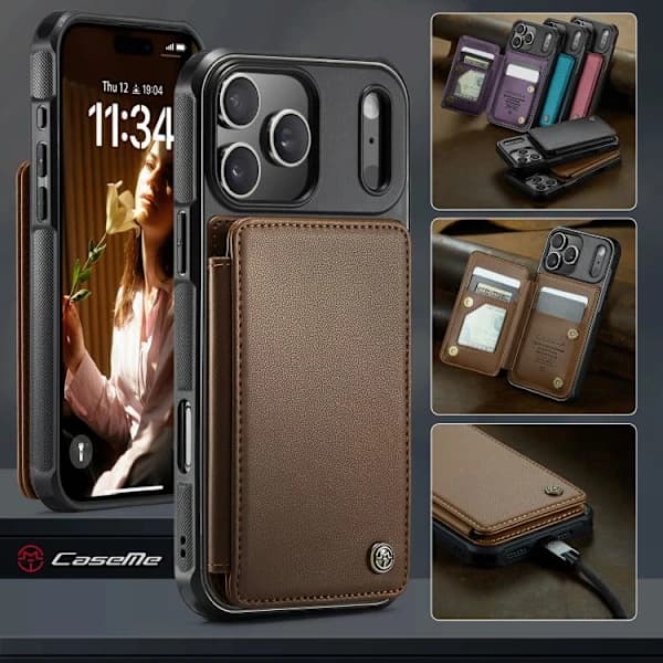 iPhone 17 Pro Cover med kortplads og RFID-beskyttelse Brown iphone17promax
