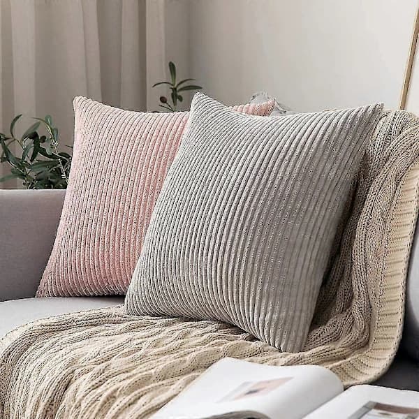 Sæt med 2 dekorative fløjls pudebetræk Bløde pudebetræk til sofa hjem stue soveværelse seng pink 60*60cm