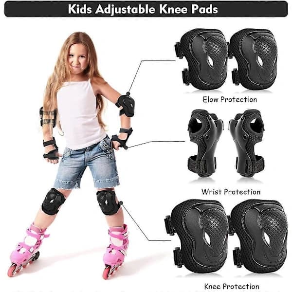 MD-611 6-delat set med barncykel, rullskridskor, knäskydd, armbågsskydd, handledsskydd, skateboard, skidskyddsutrustning - Typ A