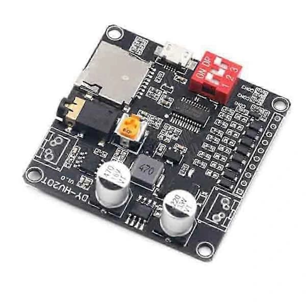 Fem DY-HV20T HV20T 12V/24V 10W/20W röstuppspelningsmoduler, som stöder Micro-SD-kort MP3-musikspelare.