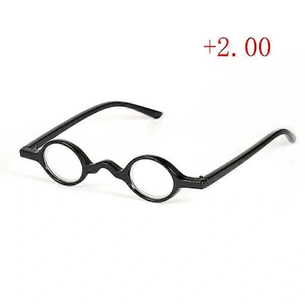 Retropyöreät lukulasit, unisex, mustat, 1,5 mm.