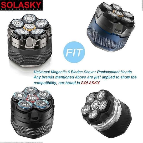 To magnetiske udskiftningshoveder med 6 blade, vaskbare hoveder.