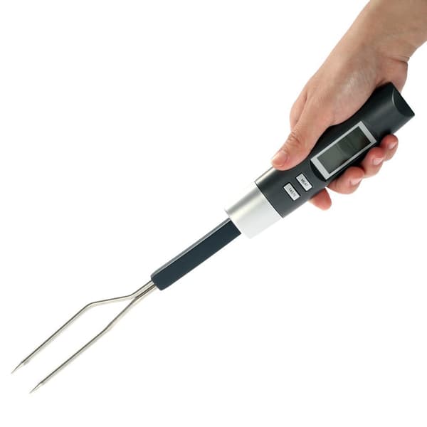 Digitalt kødtermometer grillgaffel med LCD-display og 304 rustfri stål temperaturprobe