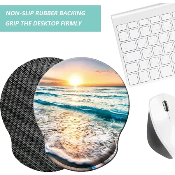 Musematte med håndleddsstøtte, ergonomisk musematte med håndleddsstøtte i minneskum, sklisikker musematte med gummibase for hjemmebruk