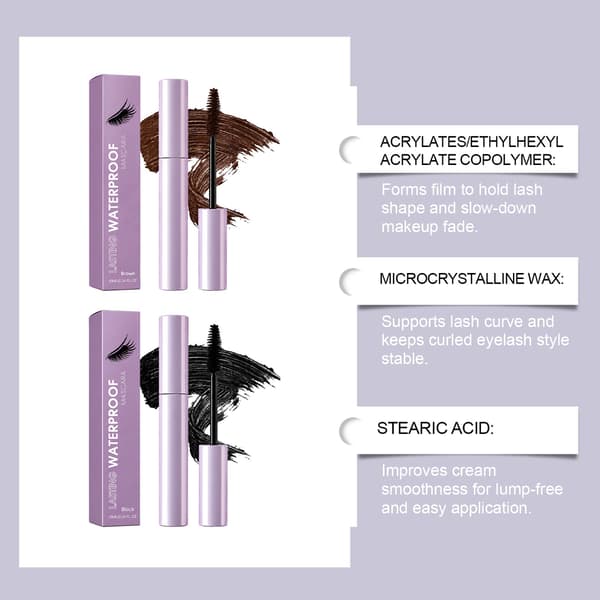 Holdbar Vandfast Mascara 10ml Sort & Brun Volumengivende Øjenvippeløft til Hverdagsbrug & Date 2 stk. black