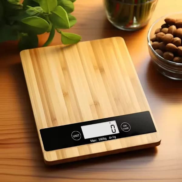 Digitaalinen keittiövaaka, aakkosvaaka, bambu, 5kg/1g