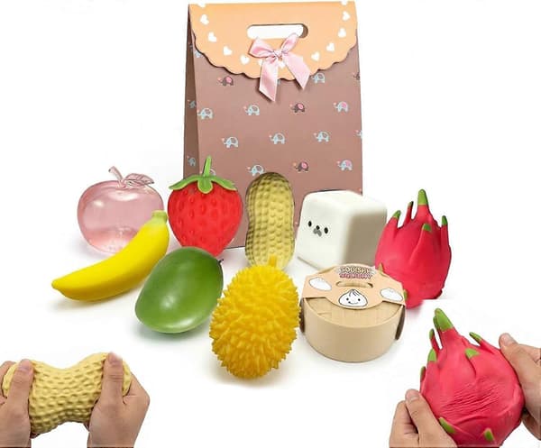 9-pak Squishy Squeeze Sæt - Klassisk Langsomt Stigende Squishy af Squeeze Jordbær Dumpling Æble Banan Squishies Forskellige Designs