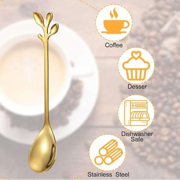 10 guldskeer til kaffe, små skeer, velegnet til te, espresso, desserter, sødt sæt i rustfrit stål