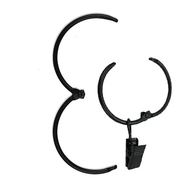 Sorte gardinringe med clips (pakke med 20)