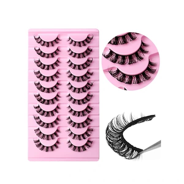 10 paria 3D Mink DD kaarevia venäläisiä tekoripsiä - musta