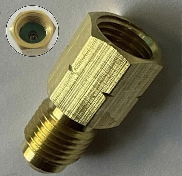 R32 R454B Kølemiddel messingadapter, 1/4\" hun til 1/4\" han omvendt gevind