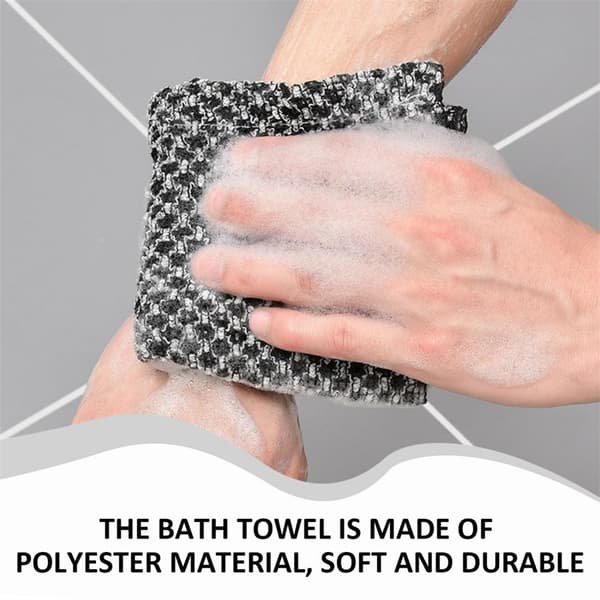 Ekstra langt badehåndklæde i polyester 100 cm, tekstureret badesvamp til daglig rensning, blød og holdbar vaskeklud black 1pcs