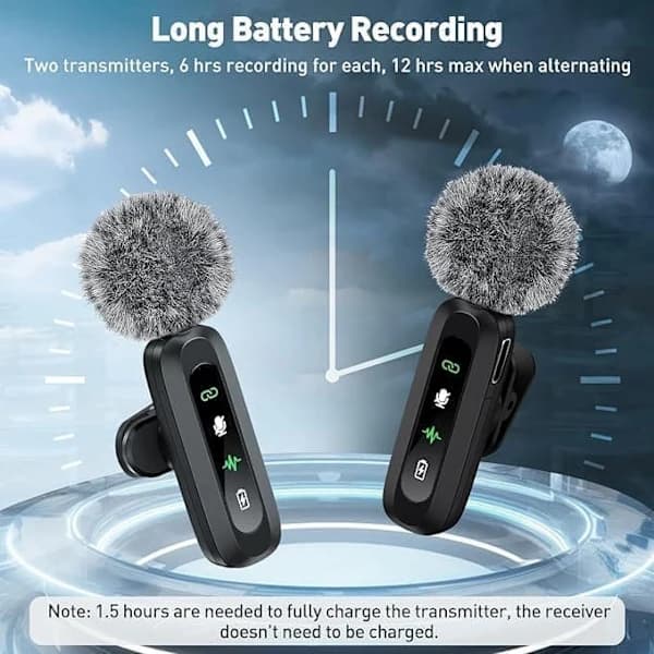 Trådlös Lavalier med LED-display - Mini Lavalier-mikrofon för iPhone/Android, perfekt för video, vlogg, TikTok, YouTube