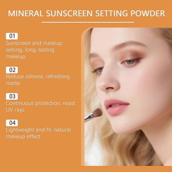 Mineral solskyddspuder, SPF 50, borstbart solskyddspuder lämpligt för ansikte och hårbotten.