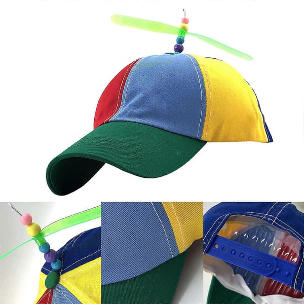 Fargerik propellhette, egnet for både barn og voksne, morsom helikopterbaseballhette, kreativ hodeplagg for bursdagsfester.