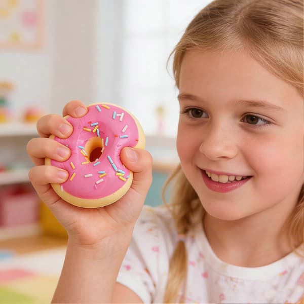 Klemmelegetøj – 7 cm realistisk donut – blød langsom rebound til stresslindring White