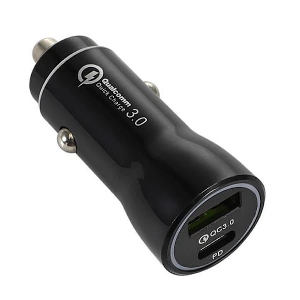 Hurtig biloplader til iPhone 17 / iPhone 17 Air / iPhone 17 Pro / iPhone 17 Pro Max - Cigartænderstik, USB/USB-C-interface - Sort, prisvenlig