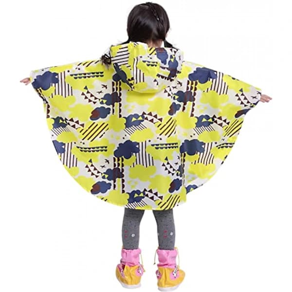 Regnponcho med hette til barn yellow S