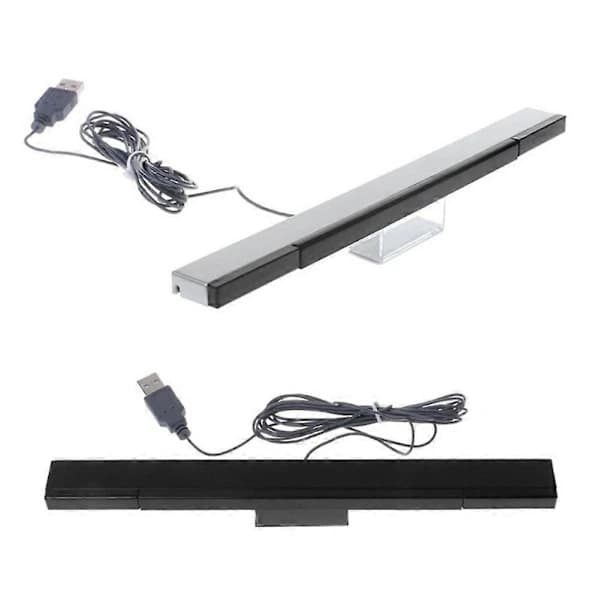 USB kablet sensorbar for Wii-system, utskiftbar infrarød (IR) strålebevegelsessensor signalmottaker, svart.